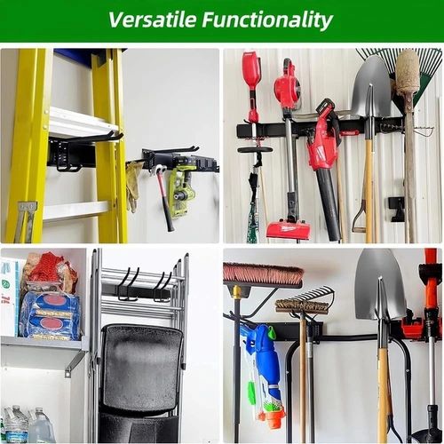 2x Garage Garden Tool Holder Storage Rack Shed Wall Mounted Organiser Long Hooks — image 9