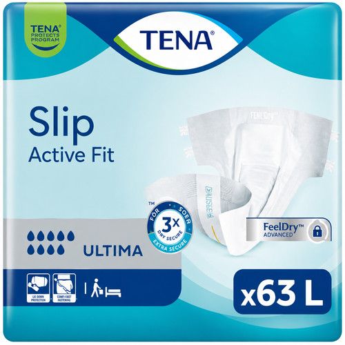 63 x Tena Slip Active Fit Ultima Large Incontinence Slips | 3 Packs of 21