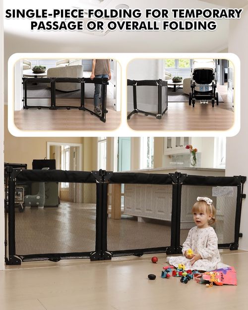Extra Wide Baby Gate 210cm Foldable Safety Barrier Kids Pet Playpen Fence — image 6