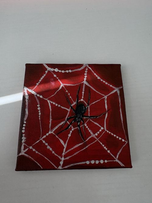 OOAK Web & Spider Acrylic Canvas Painting. — image 2