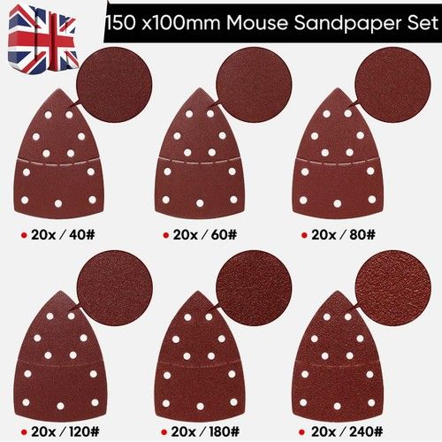 120x Mixed Mouse Sanding Sheets Palm Sander Pads Sandpaper For Black and Decker