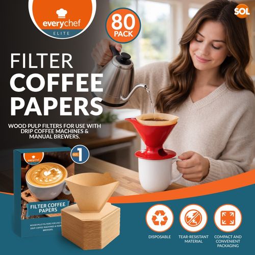 80 Coffee Filter Papers Size 1 /101/1K Unbleached Brown Cones Melitta Equivalent — image 3