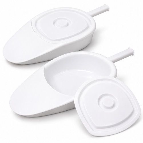 2x Portable Bed Pan with Lid Reusable Bedside Toilet Aid for Elderly & Disabled