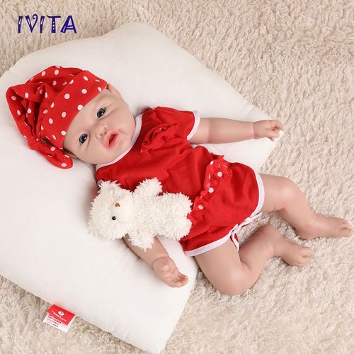 IVITA 17"Cute Baby Girl Full Body Silicone Doll Lifelike Reborn Baby Xmas Gifts — image 8