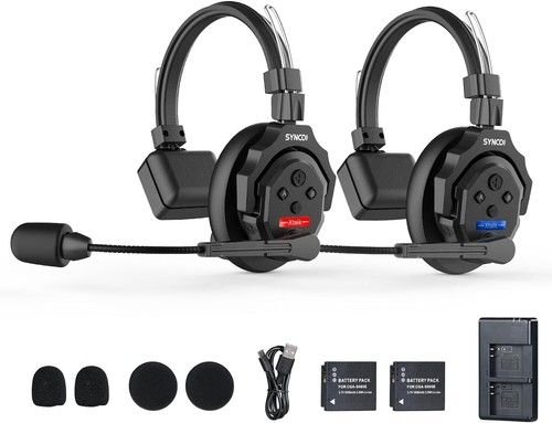 SYNCO XTALK X2 2.4GHz 350M/1148FT Wireless Intercom Headset System For 2 Persons