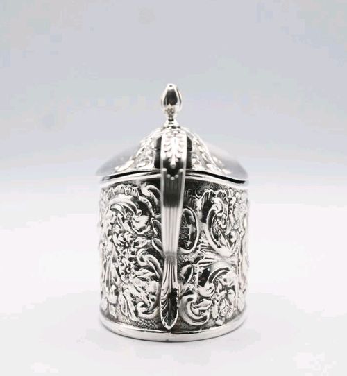 Antique Sterling Silver Mustard Pot Mint Cranberry Condiment Usable Vintage 1896 — image 5