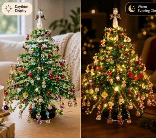 DIY Beaded Christmas Tree Beading Kit, Assorted Beads & Base, Instructions