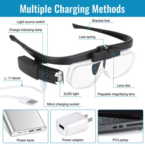 450% Magnifier Glasses With Led Light Magnifying Glasses Loupes Reading Sewing — image 5