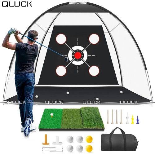10x7ft Golf Practice Net Hitting Training Driving Aid Chipping Mat for Garden