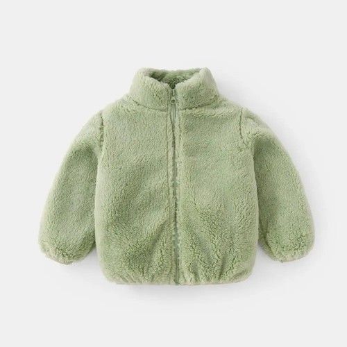 Kids Plush Coat Boys Girls Warm Winter Jacket Soft Fleece Outerwear