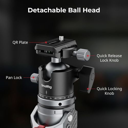 SmallRig 65.6" Carbon Fiber Compact Monopod for Camera Maxload. 5kg Ball Head — image 3