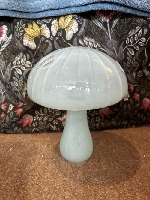 Ceramic White & Red Polka Dot ,Mushroom Figurine, Glossy Decorative Nature Theme — image 4