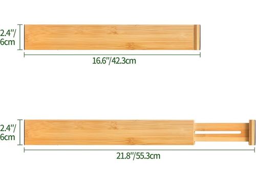 VaeFae Bamboo Drawer Dividers 6-Pack, (42.5-55.5 cm) Adjustable Drawer Separa... — image 2