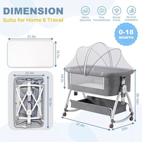 3 in 1 Baby Bedside Crib Sleeper Bassinet Safe Co Sleeping Storage Easy install — image 4