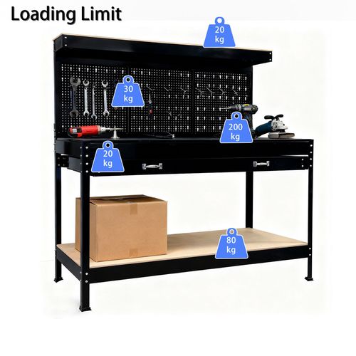SwitZer Heavy Duty Metal Workbench Garage Table Pegboard Shelf Drawer Workshop — image 7
