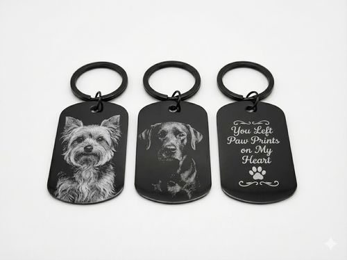 Custom Pet Memorial Keyring – Engraved Dog Tag – Photo/Text - Personalised Gift — image 1