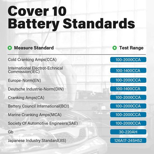 TOPDON BT100-E Car Battery Tester 12V Load Tester 100-2000 CCA Battery Analyzer — image 8