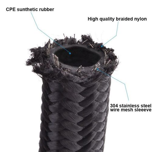 AN6 6AN Nylon Stainless Steel Braided Fuel Oil Gas Line Hose 20 Feet 6M Black — image 4