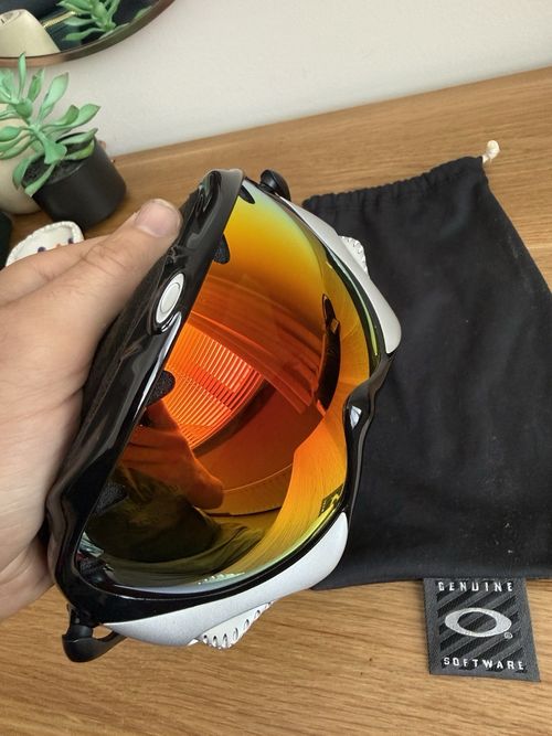 Oakley A-Frame Snow Goggles Jet Black + Silver with Fire Iridium Lense — image 8