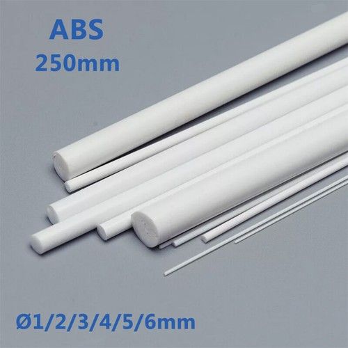Ø1/2/3/4/5/6mm Solid ABS Plastic Pipe Round Rod Model Craft DIY Length 250mm new
