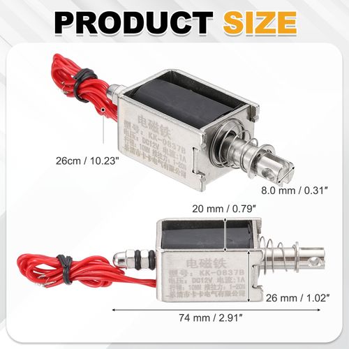 DC 12V Push Pull Solenoid Actuator 10mm Linear Motion 20N 1A 0837B — image 2