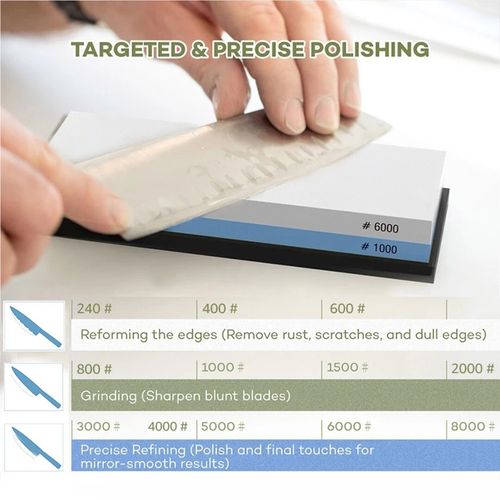 Dual Whetstone Waterstone Knife Sharpening Water Wet Stone Sharpener 1000/6000 — image 5