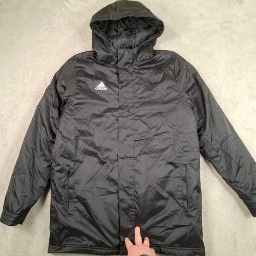 Adidas Jacket Boys 13-14 Years Black Hooded Padded Coat Football Sports Casual