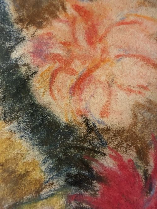 Vintage Chrysanthemums Dahlias Vase Original Painting Flowers Floral Blue Frame — image 6