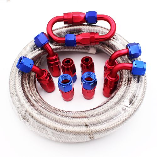 AN6 -6AN AN-6 5/16" 8MM Stainless Steel Braided Oil Fuel Hose Line Pipe 5 Metre — image 1