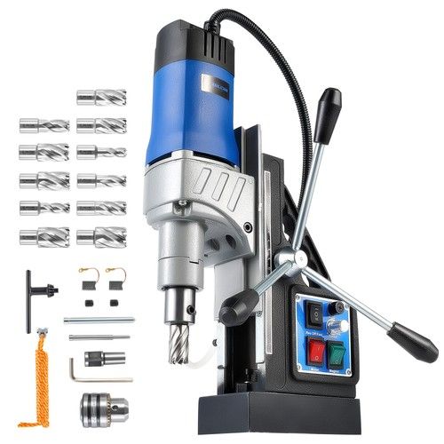 ZELCAN 1550W Portable Magnetic Drill Press 580 rpm 13000N Mag Drill 2" w 11 Bits