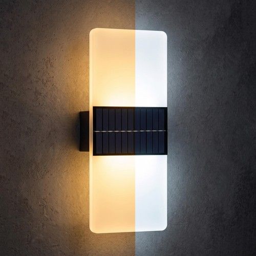 Dual White Solar Wall Light LEDs Solar Powered Fence Light for Outdoor Patio