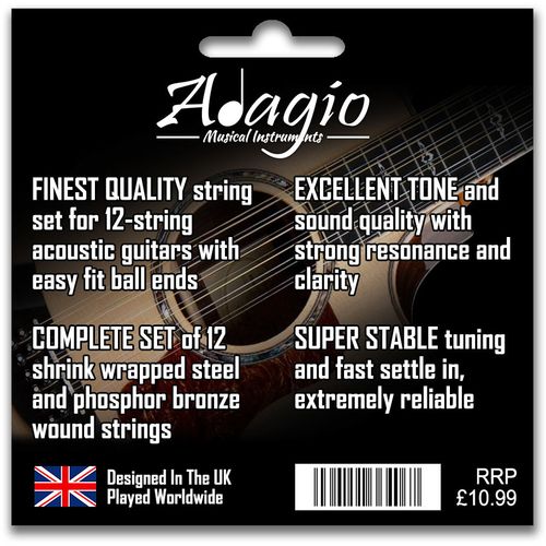 12 STRING Acoustic Guitar Strings Extra Light Bronze Pack RRP 11.99 - ADAGIO PRO — image 5