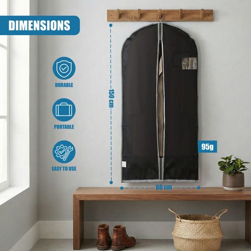 2 Pcs Zip Up Hanging Suit Dress Coat Garment Bag Clothes Cover DustProof Storage — image 9