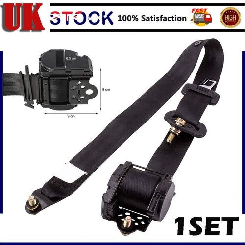 Universal 3 Point Inertia Seat Belts Retractable Car Safety Webbing Buckle NEW