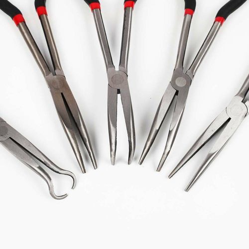 5Pcs 11" Long Reach Nose Pliers Straight Bent Tip Mechanic Equipment Hand Tool — image 13