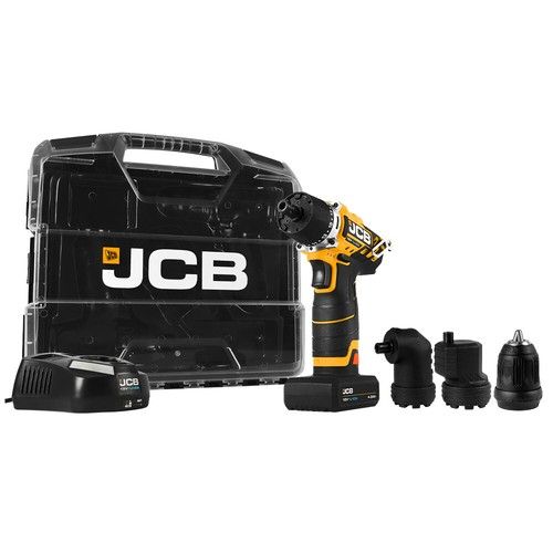 JCB 12V Combi Drill & Impact Driver Set 2 x 2.0AH Battery Charger & Case