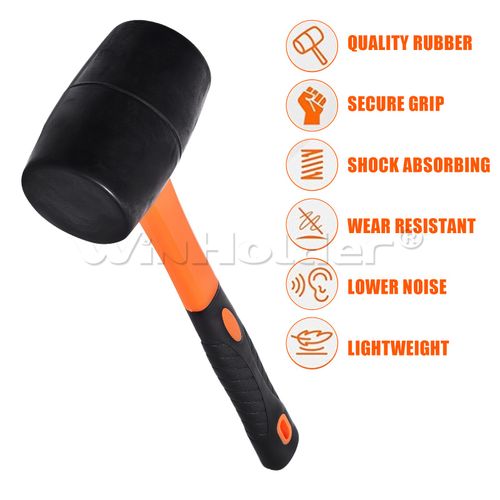 4PC Pry Bar Set 200-600mm Lever Bars Wrecking & 16oz Rubber Mallet Hammer — image 13