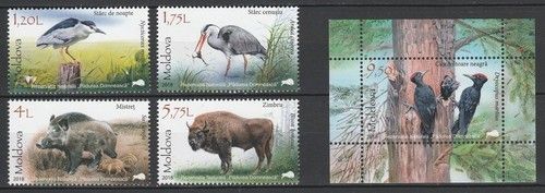 Moldova 2018 Birds & Animals 4 MNH Stamps + Block