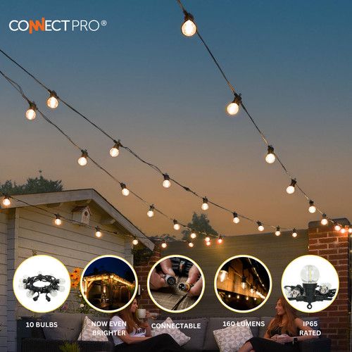 ConnectPro® 5-50m Connectable Festoon Light Outdoor LED Garden Warm String Light