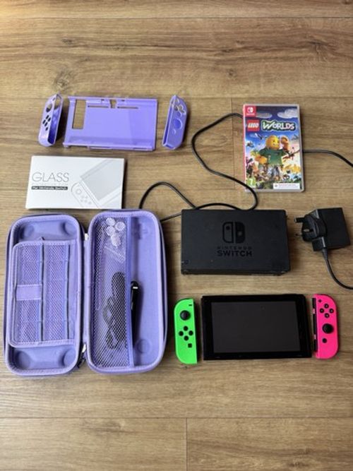 Nintendo Switch V2 (HAC-001) Console Bundle With Lego Worlds and Accessories