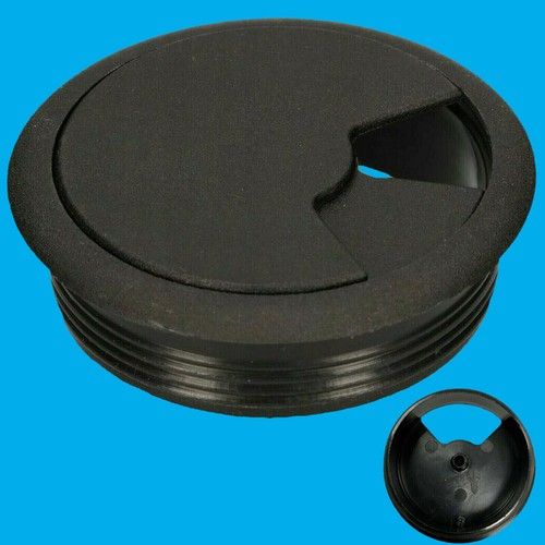 4x 60mm Black Desk Worktop Counter Cable Tidy Surface Hole Insert for Neat Wires