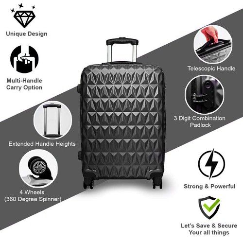Hard Shell PC+ABS Cabin Suitcase 4 Wheel Travel Luggage Trolley Lightweight Case