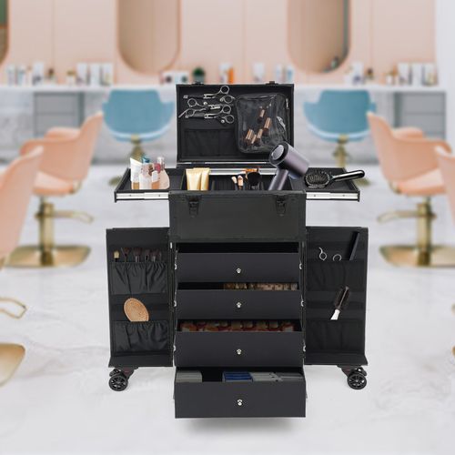 Professional Makeup Case Organizer Travel Case Rolling Makeup Cosmetics Box — image 5