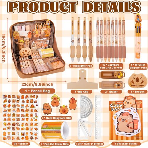 Capybara Pencil Case, Cute Capybara Stationery Set Include Capybara Pencil Case/ — image 2