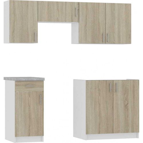 Kitchen Set, Complete Kitchen Set, 5piece Set White High Gloss/Oak — image 5