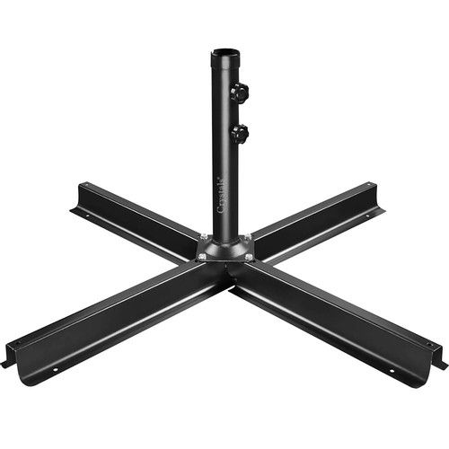 Cross Frame Parasol Base Patio Umbrella Garden Heavy Duty Metal Stand Holder