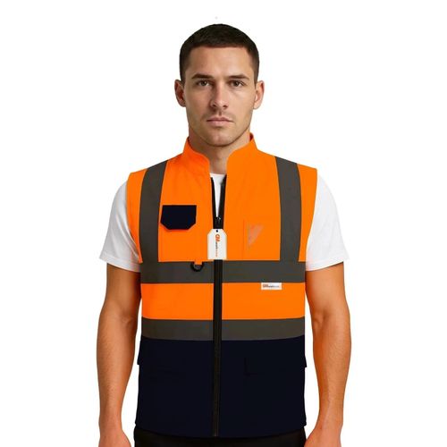 GM Workwear Mens Hi Vis Fleece Lined Reversible Bodywarmer Reflective Vest S-3XL — image 8