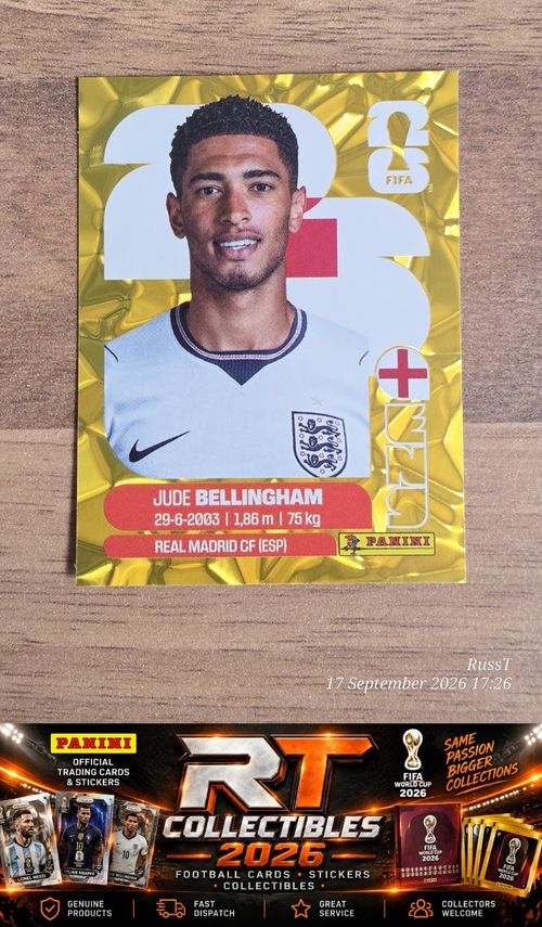 2026 Panini World Cup ENGLAND Full Team Gold Crumple Stickers Jude Bellingham — image 12