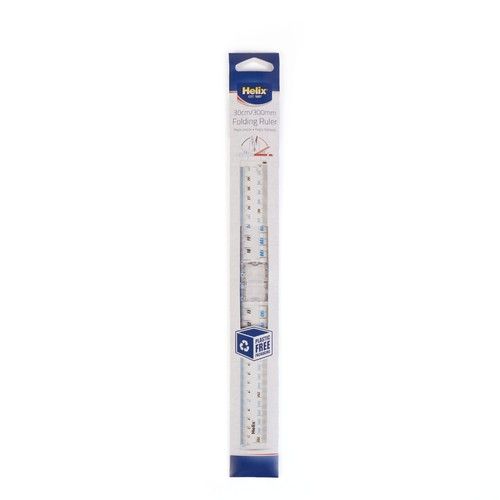 Helix Folding 30cm Ruler | Shatter Resistant | Clear 300mm School Exam Ruler x 1