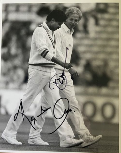 David Gower & Kapil Dev signed 10x8 photo RACC Trusted Seller ACGCERT COA